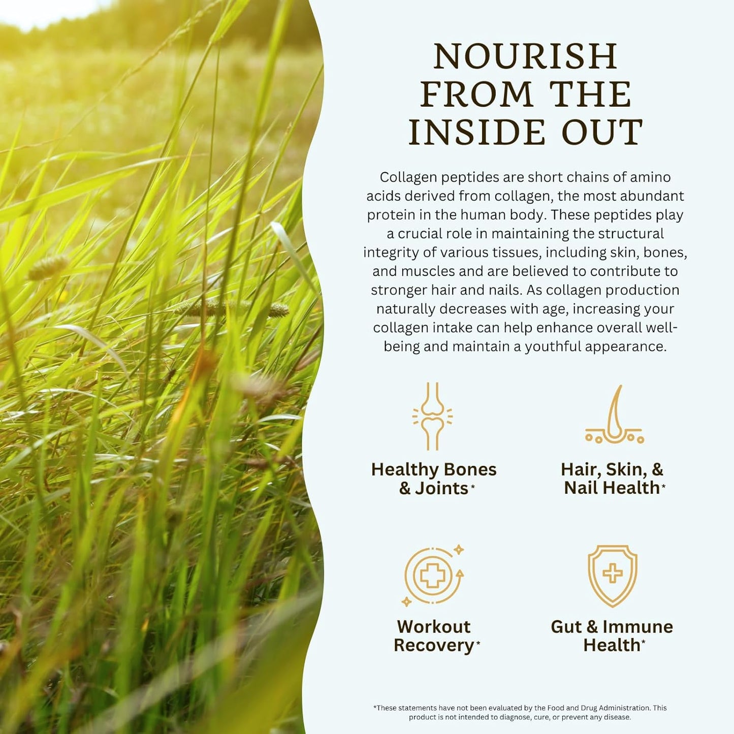 VitaTradingCo. Grass-Fed Collagen Peptides Powder with Hyaluronic Acid & Vitamin C for Hair, Skin & Joints - Non-GMO, Paleo, Keto - 30 Servings
