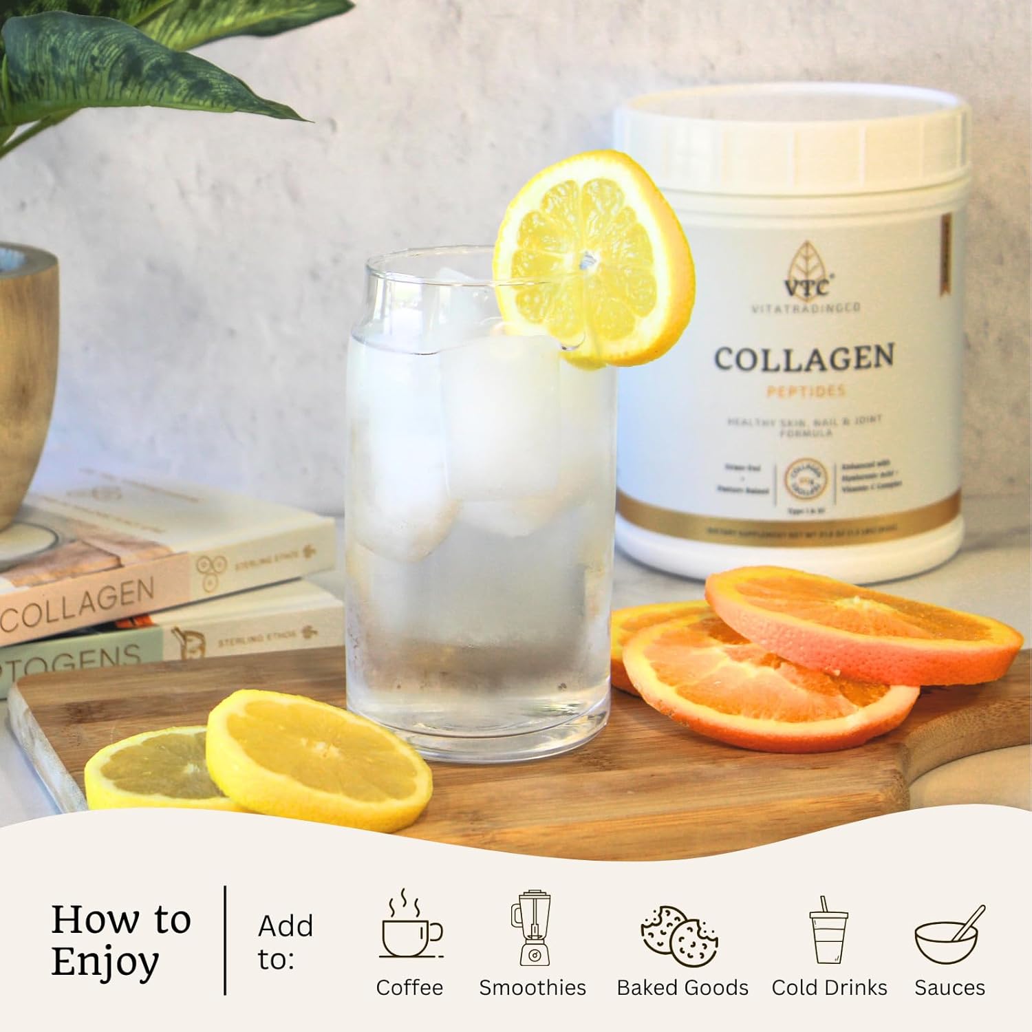 VitaTradingCo. Grass-Fed Collagen Peptides Powder with Hyaluronic Acid & Vitamin C for Hair, Skin & Joints - Non-GMO, Paleo, Keto - 30 Servings