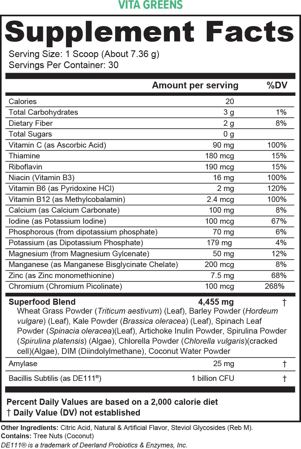 Vitauthority Vita Greens Superfood Powder: Immune & Digestive Support + Energy Boost | Daily Multivitamin Blend