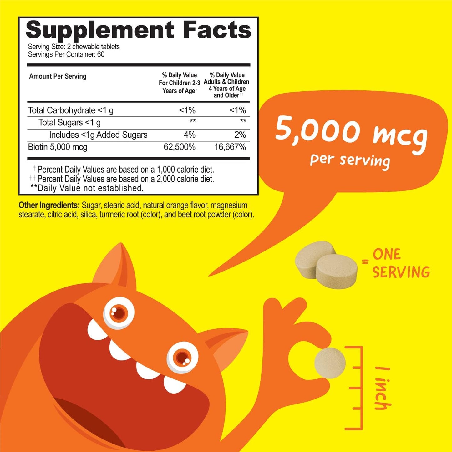 VitaWorks Kids Biotin 5000mcg Chewables with Vitamin D3 1000 IU Jelly Beans - Bundle Deal