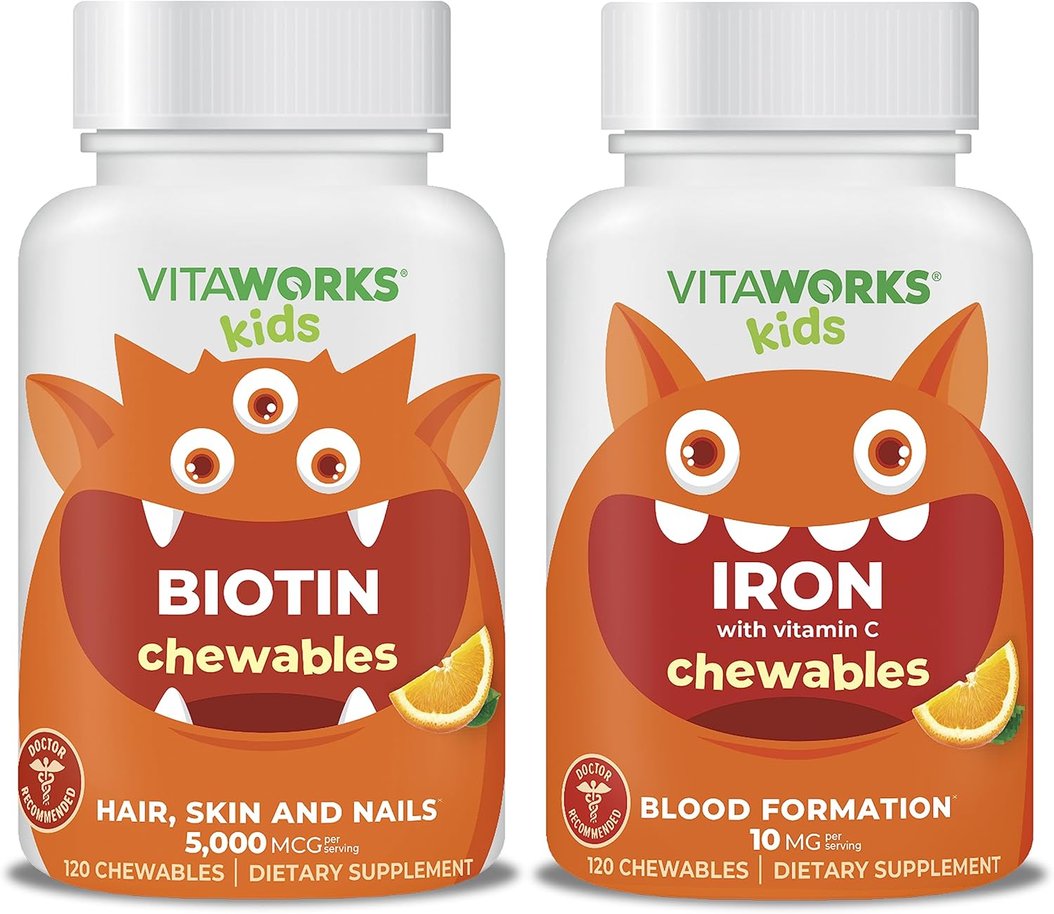 VitaWorks Kids Biotin and Iron Bundle with Vitamin C Chewables