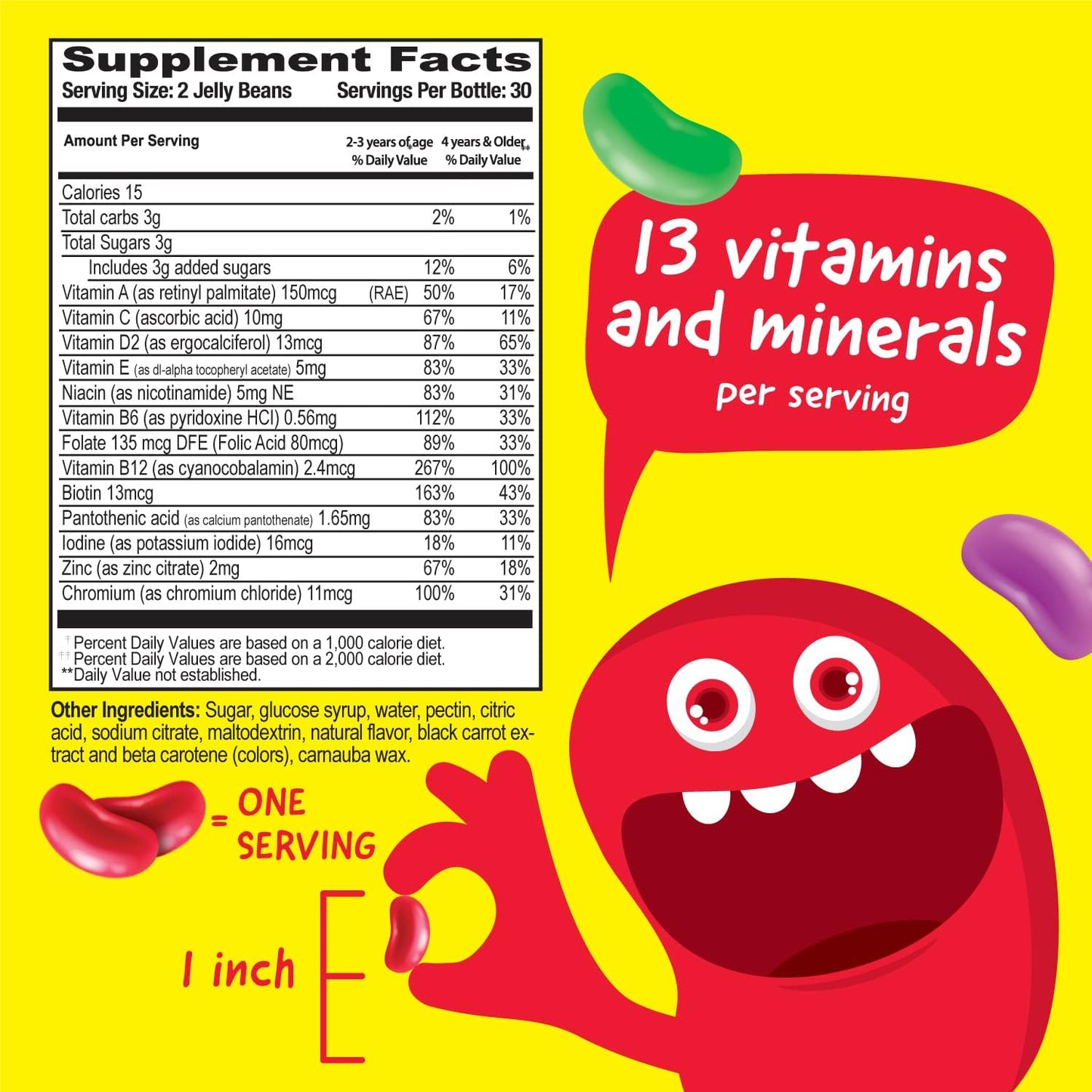 VitaWorks Kids Multivitamin Jelly Beans - Natural Fruit Flavor - Vegetarian & GMO-Free - Complete Health 60ct