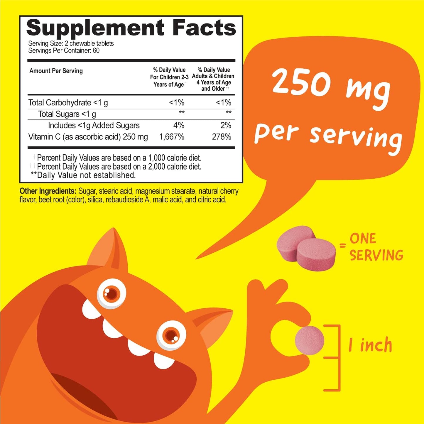 VitaWorks Kids Vitamin C Chewable Tablets 250mg - Natural Cherry Flavor - Vegan, GMO-Free, Gluten Free, Nut Free - Immune Support - 120 Chewables - BoostGo Australia