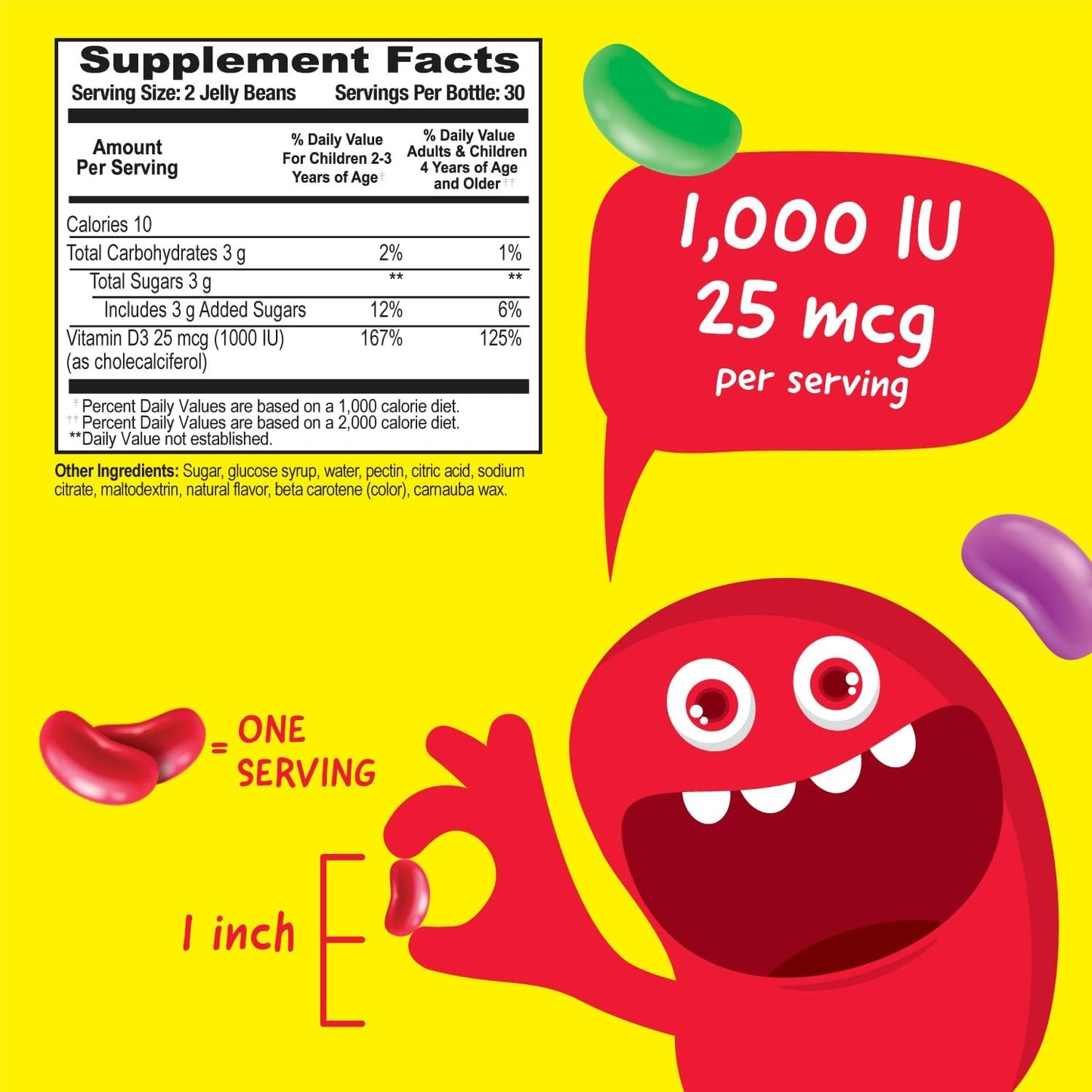 VitaWorks Kids Vitamin D 1000 IU Jelly Beans - Strawberry Flavored Immune Support Supplement for Children - 60 Jellies - BoostGo Australia