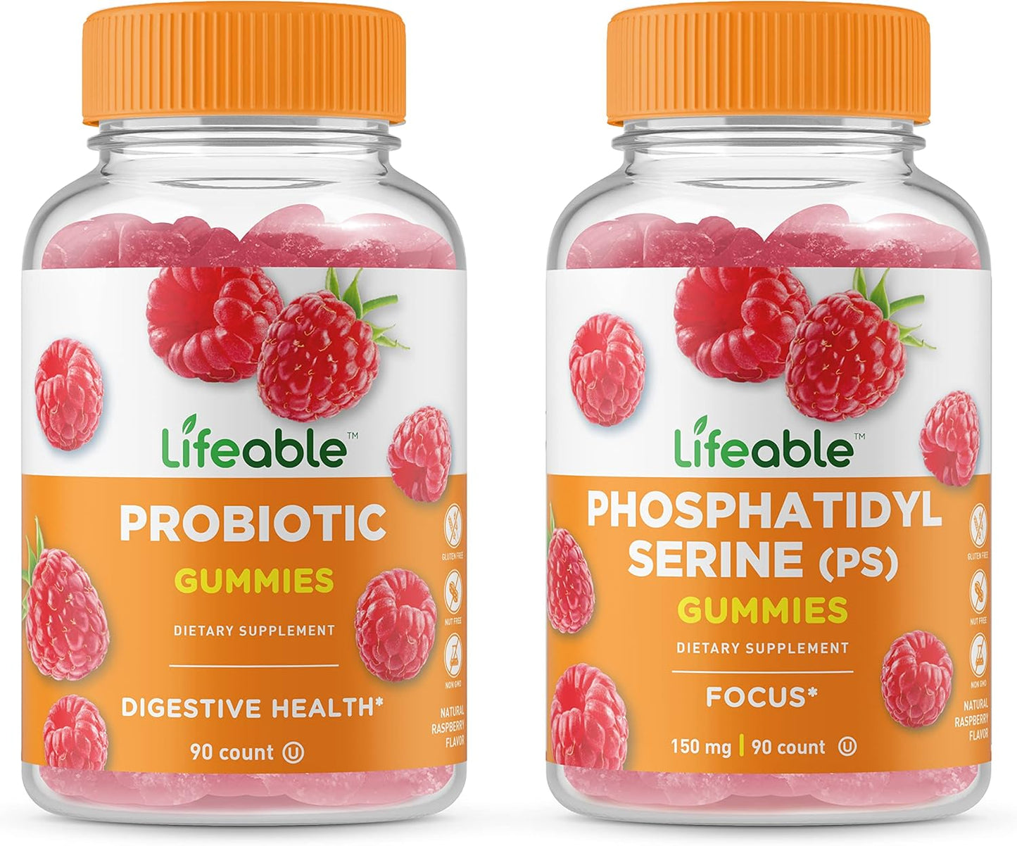 VitaWorks Lifeable Phosphatidylserine (PS) Gummies Bundle with Probiotic 2 Billion CFU - Delicious Chewable Supplement, Gluten Free & Non-GMO
