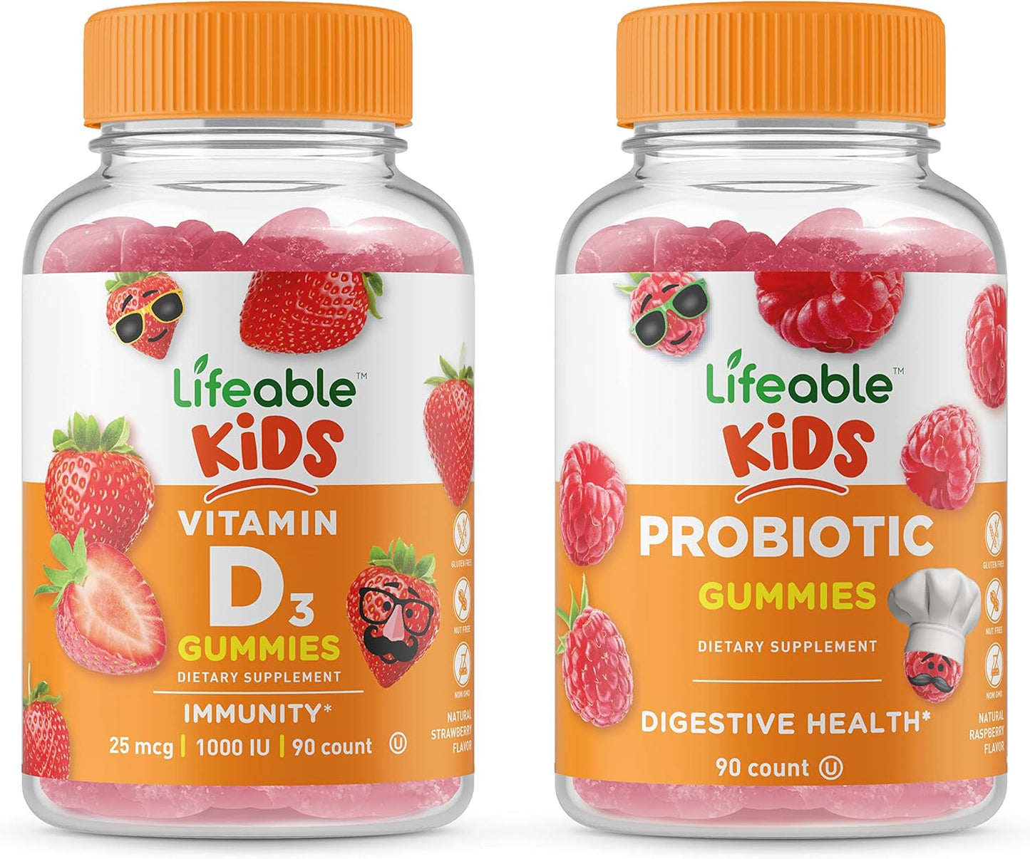 VitaWorks Lifeable Probiotic Gummies Bundle for Kids - 2 Billion CFU + Vitamin D - Gluten Free, GMO Free Chewable Vitamin Supplement