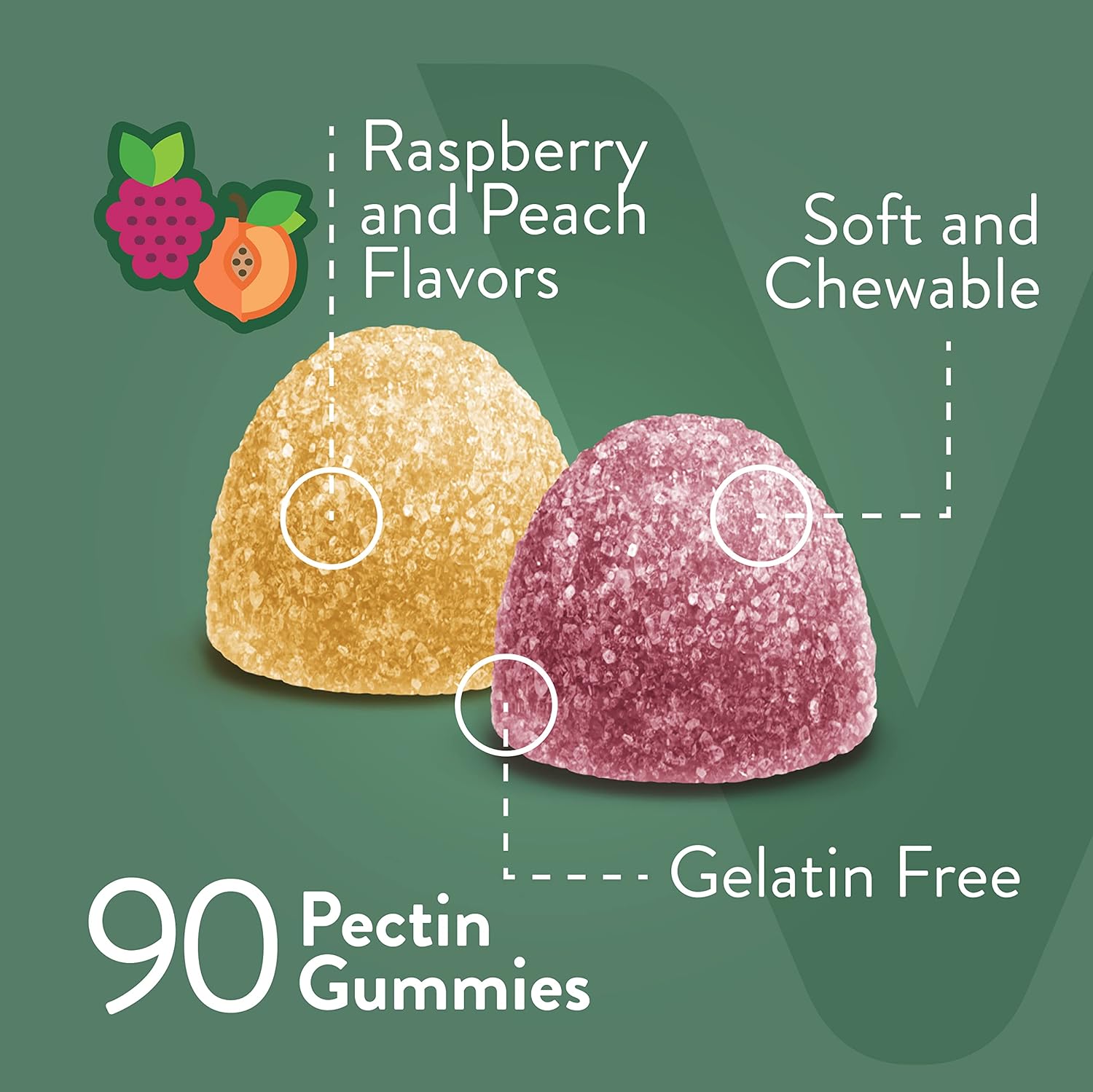 Viteey Magnesium Citrate Gummies - Maximum Strength 255mg for Calm Mood & Muscle Function - Vegan Raspberry & Peach Flavored Gummy
