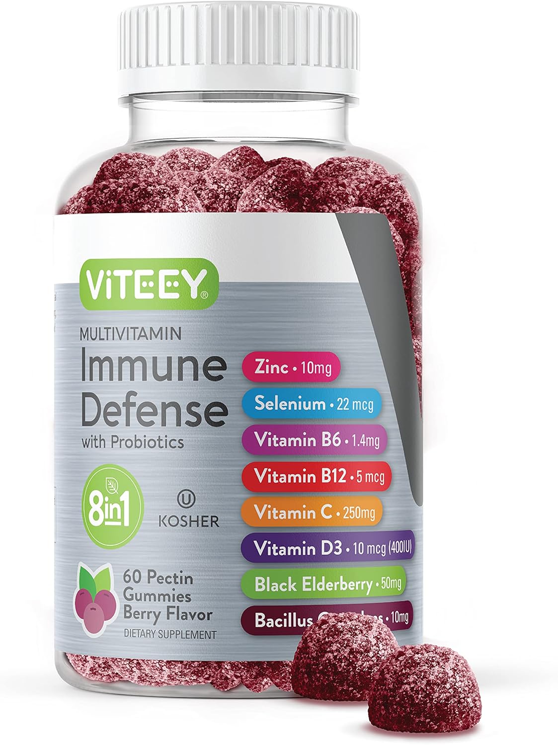 Viteey Multivitamin Gummies with Probiotics - Immune Support for Adults & Teens - Vegetarian Berry Flavored Chewable Supplement - BoostGo Australia