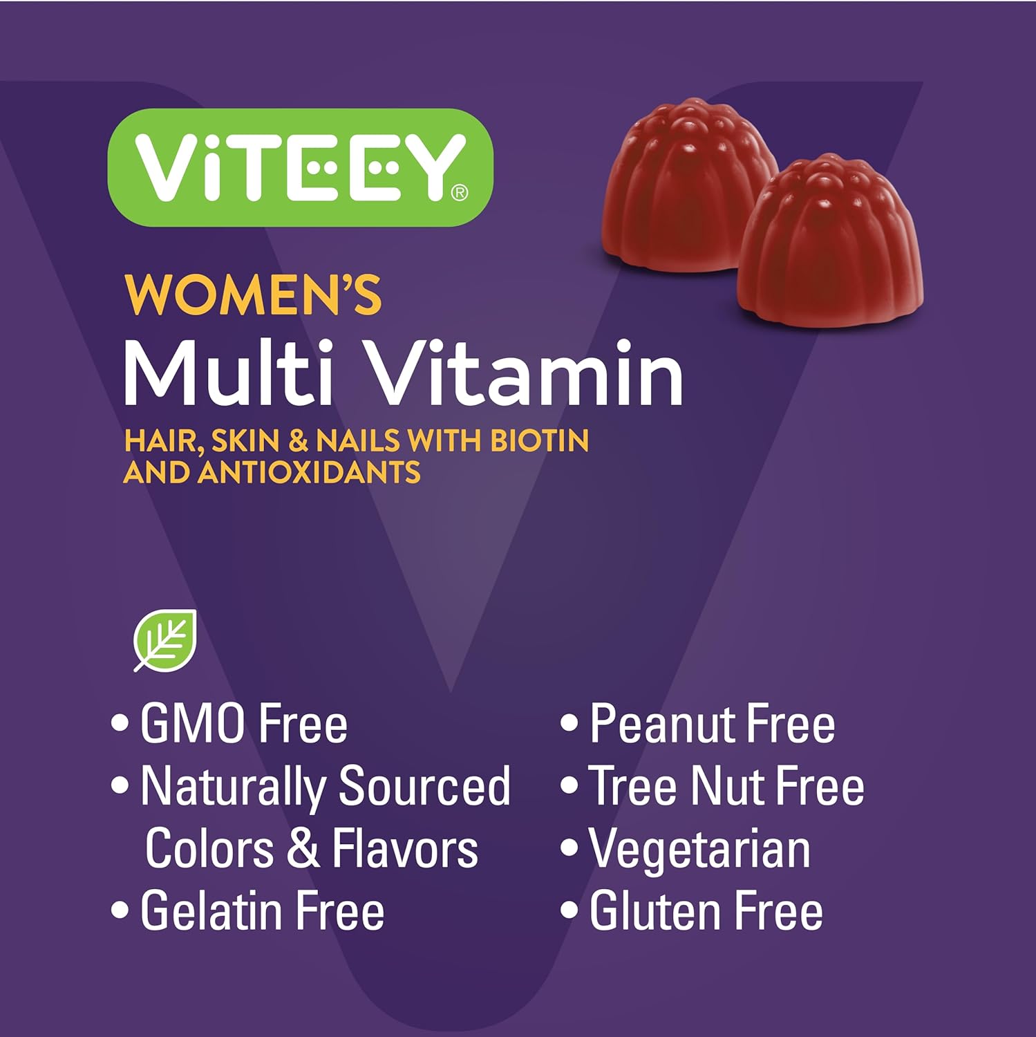 Viteey Women's Immune Support Multivitamin Gummies - 12 Essential Daily Vitamins & Minerals - Vegetarian Raspberry Flavor