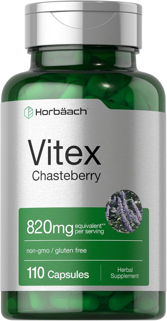 Vitex Berry 820mg Chasteberry Supplement for Women - 110 Capsules | Agnus-Castus Fruit Extract | Non-GMO Gluten Free