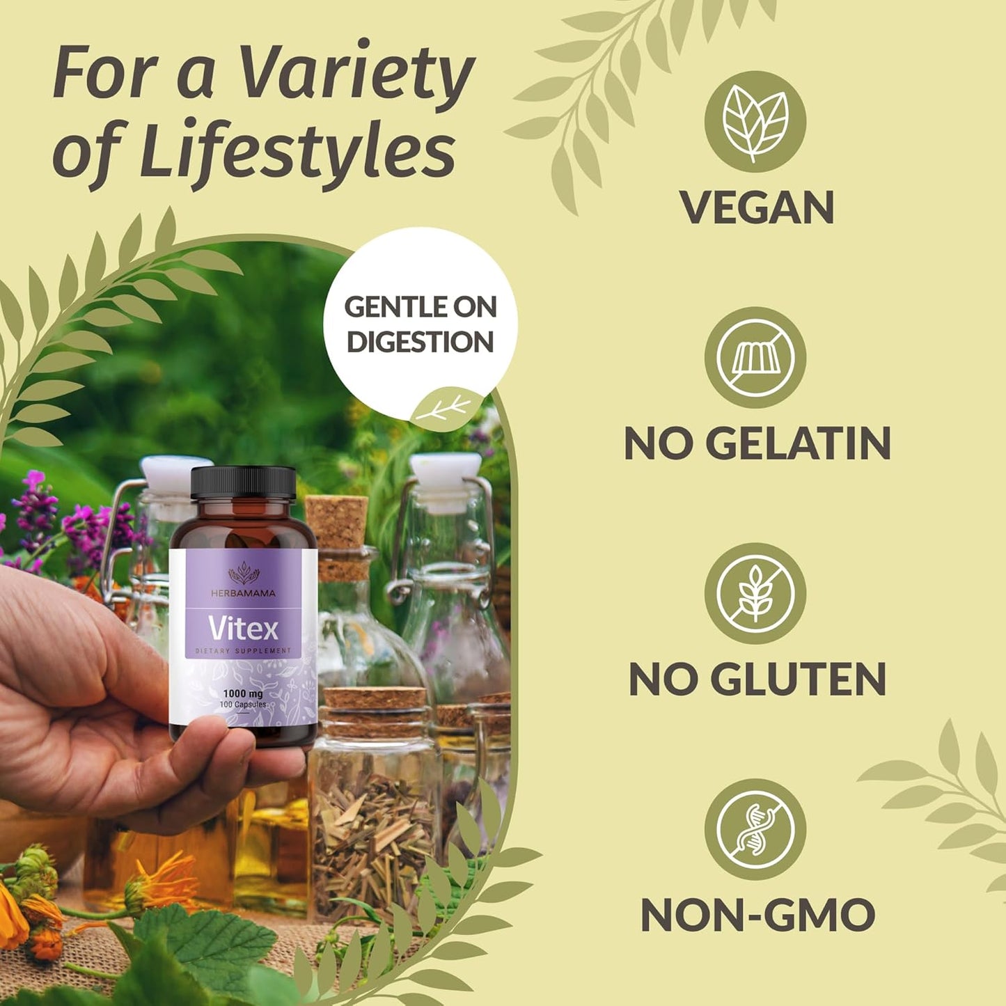 Vitex Chasteberry Capsules & Ashwagandha Liquid Drops Bundle - 1000mg & 2 fl oz - Vegan, Non-GMO, Sugar & Alcohol-Free - 2 Pack