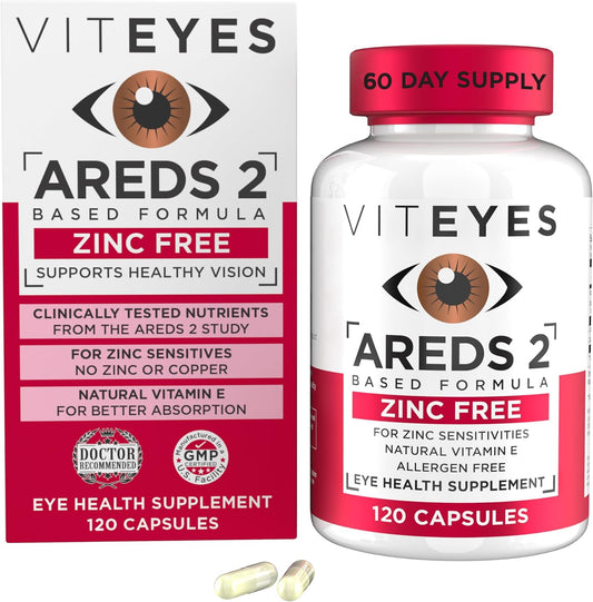 Viteyes Macular Support Capsules with Vitamin E, Vitamin C, Lutein & Zeaxanthin - No Zinc or Copper - 120 Ct - Made in USA
