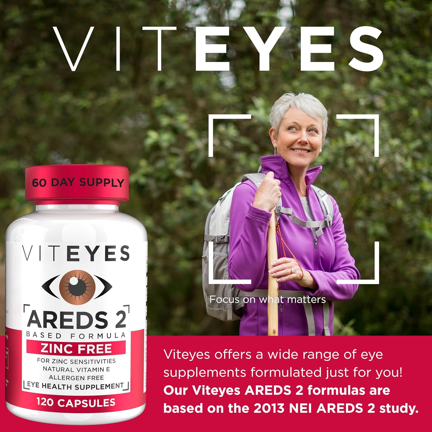 Viteyes Macular Support Capsules with Vitamin E, Vitamin C, Lutein & Zeaxanthin - No Zinc or Copper - 120 Ct - Made in USA