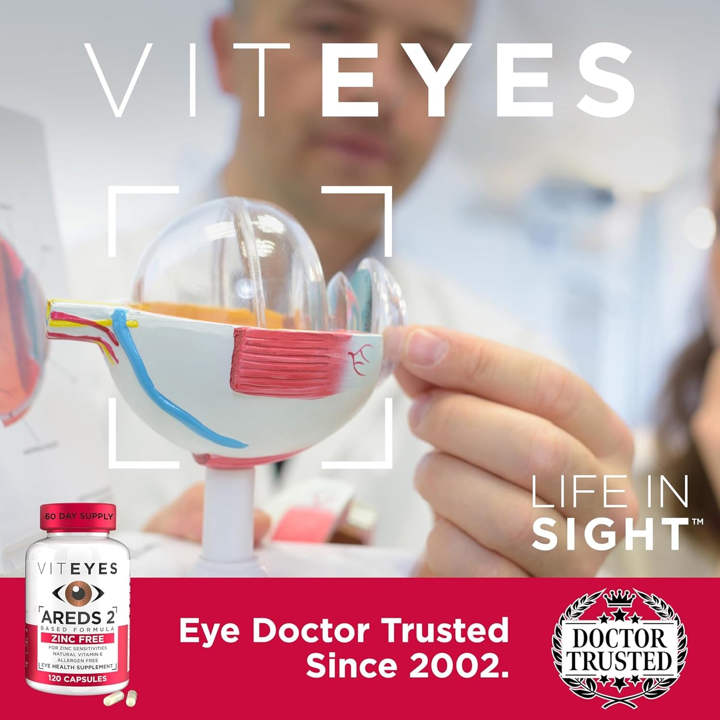 Viteyes Macular Support Capsules with Vitamin E, Vitamin C, Lutein & Zeaxanthin - No Zinc or Copper - 120 Ct - Made in USA
