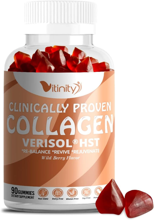 VITINITY VERISOL® Collagen Gummies with HA & Vit C - Clinically Proven Beauty Supplement for Firmer, Smoother Skin, and Reduced Cellulite - 30 Day Supply