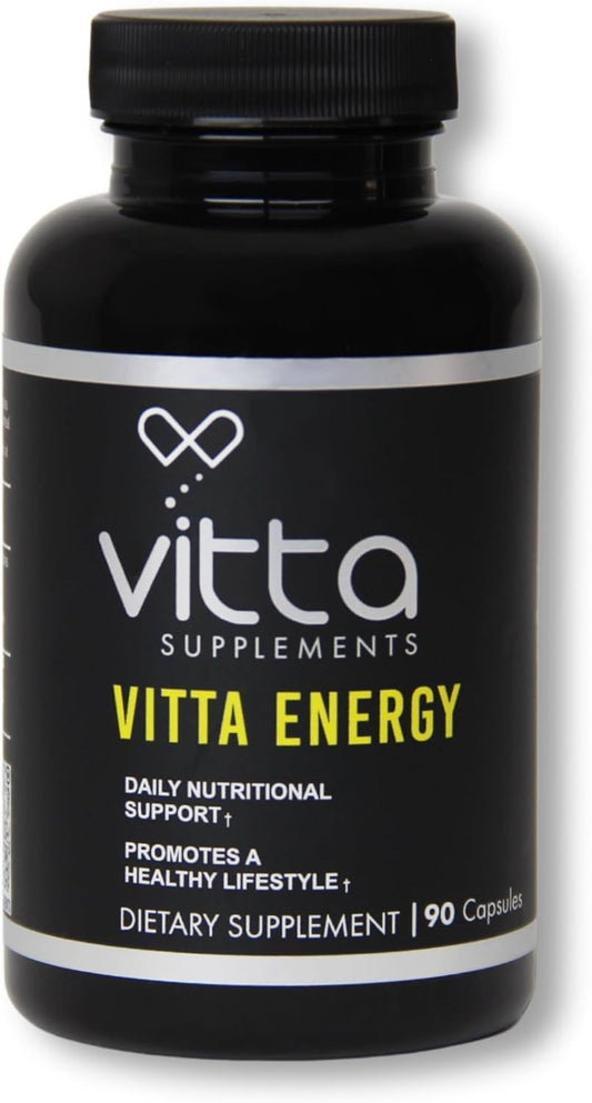 Vitta Energy Capsules with Vitamin C, Fish Oil Powder, Turmeric, Creatine Monohydrate, L-Glutamine - 90 Capsules