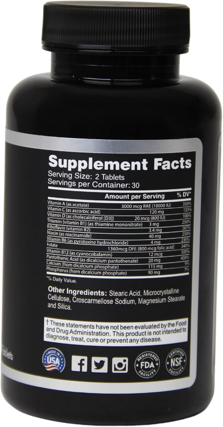 Vitta Life Tabs Multivitamin with Vitamin A, C, D, B1, B2, B6, B12, Pantothenic Acid, Calcium, Phosphorus - 60 Tabs