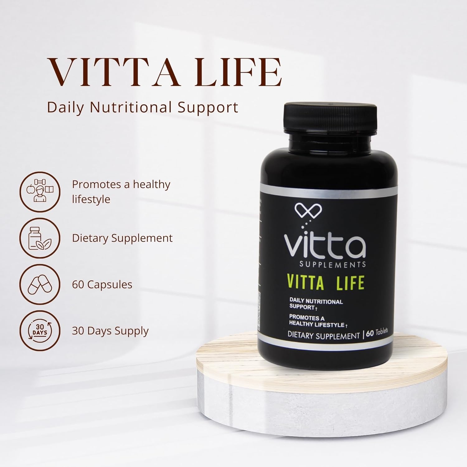 Vitta Life Tabs Multivitamin with Vitamin A, C, D, B1, B2, B6, B12, Pantothenic Acid, Calcium, Phosphorus - 60 Tabs