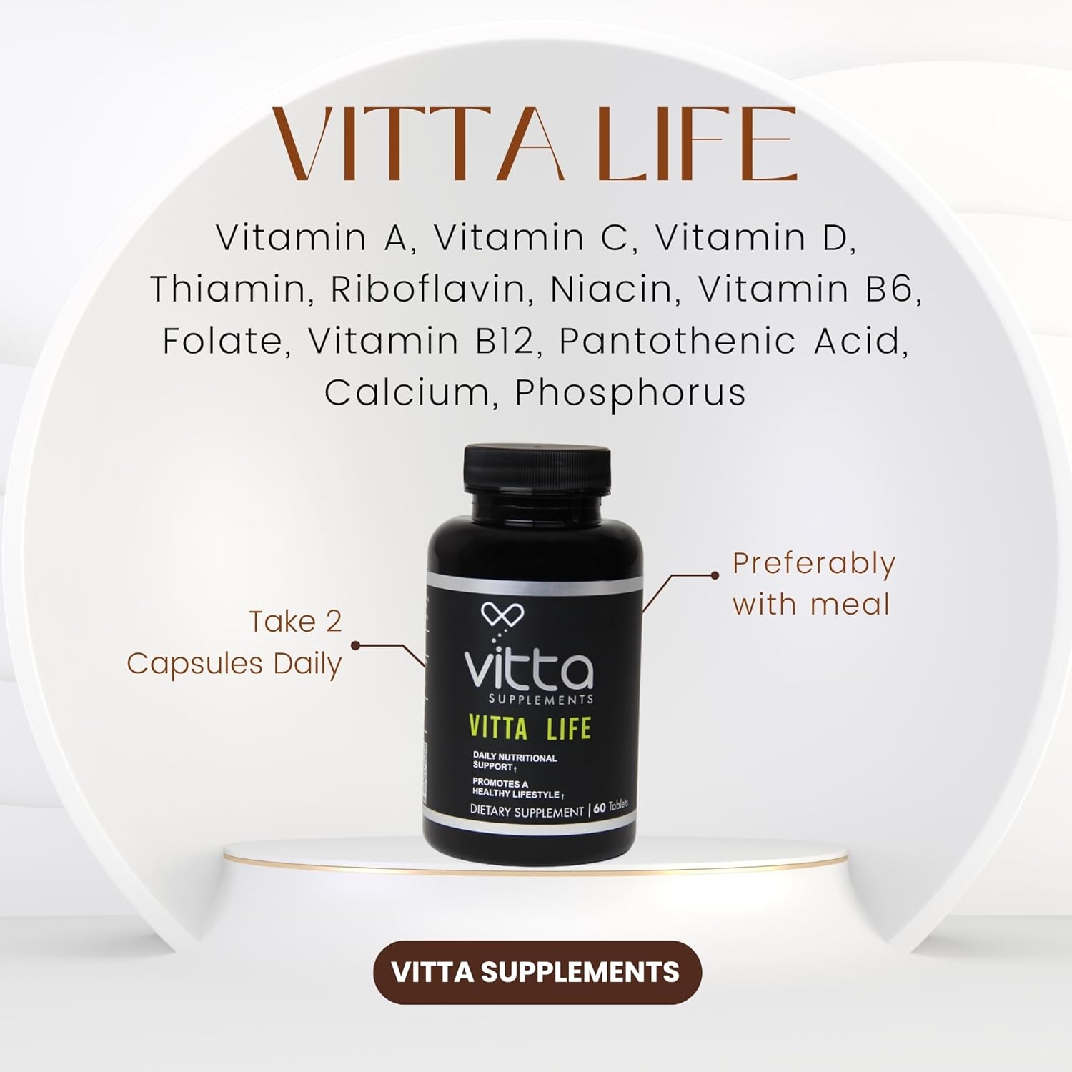 Vitta Life Tabs Multivitamin with Vitamin A, C, D, B1, B2, B6, B12, Pantothenic Acid, Calcium, Phosphorus - 60 Tabs