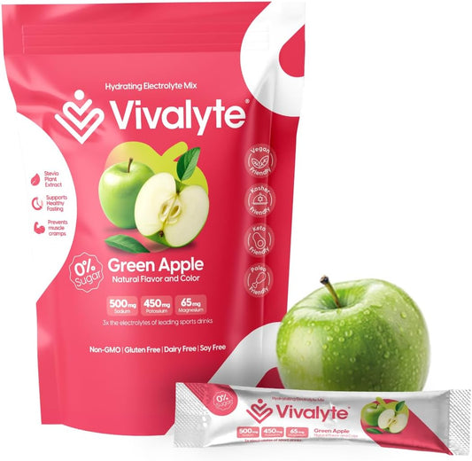 Vivalyte Electrolyte Powder Packets - 20 Count | Sugar-Free Hydration with Stevia | Natural Sodium, Potassium, Magnesium for Energy & Recovery