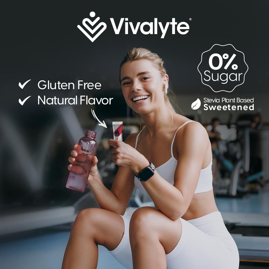 Vivalyte Electrolyte Powder Variety Pack - 20 Natural Hydration Packets with Sodium, Potassium Citrate & Magnesium L-Threonate, Stevia Sweetened, No Sugar
