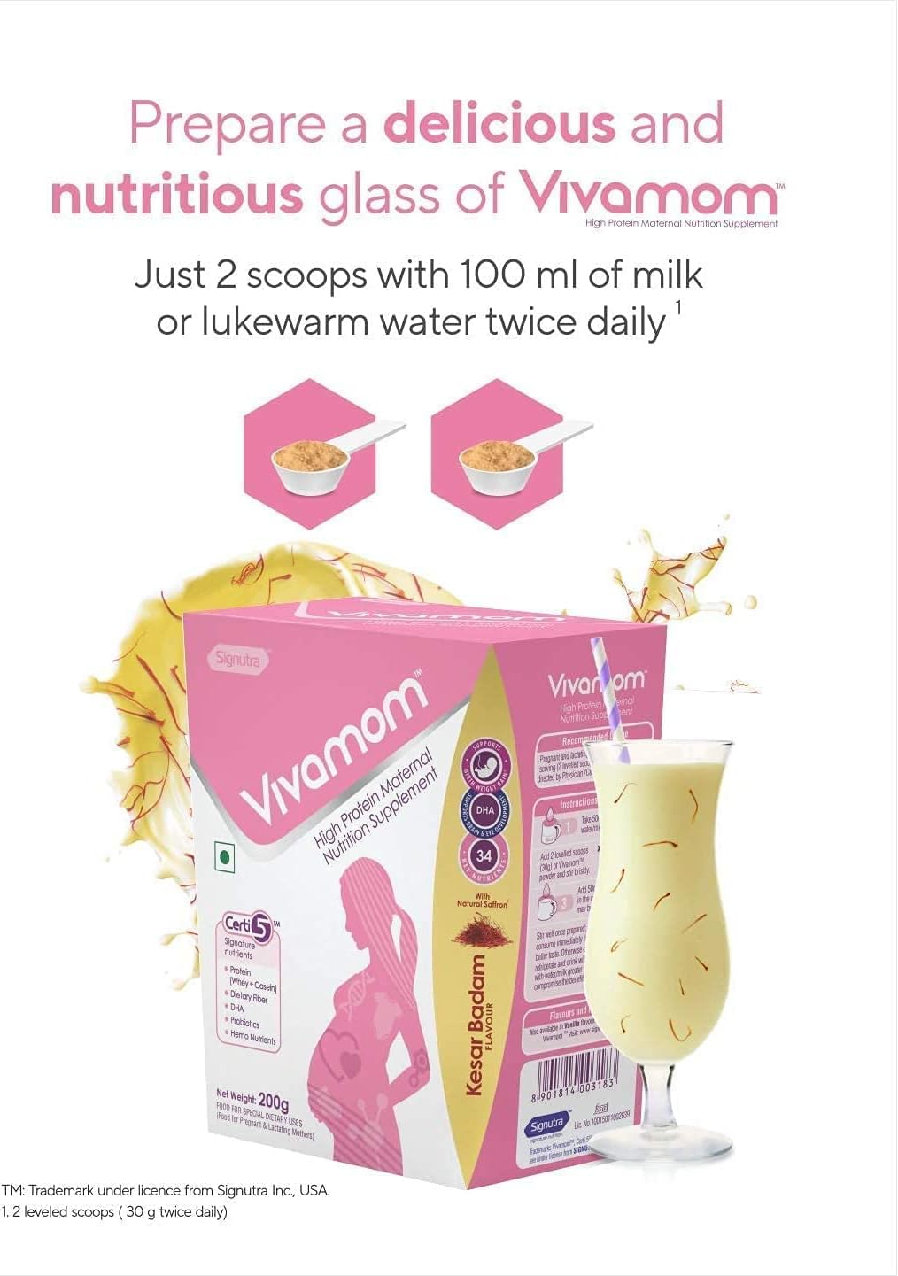 Vivamom® Maternal Nutrition for Pregnancy & Lactation - Kesar Badam, 200g