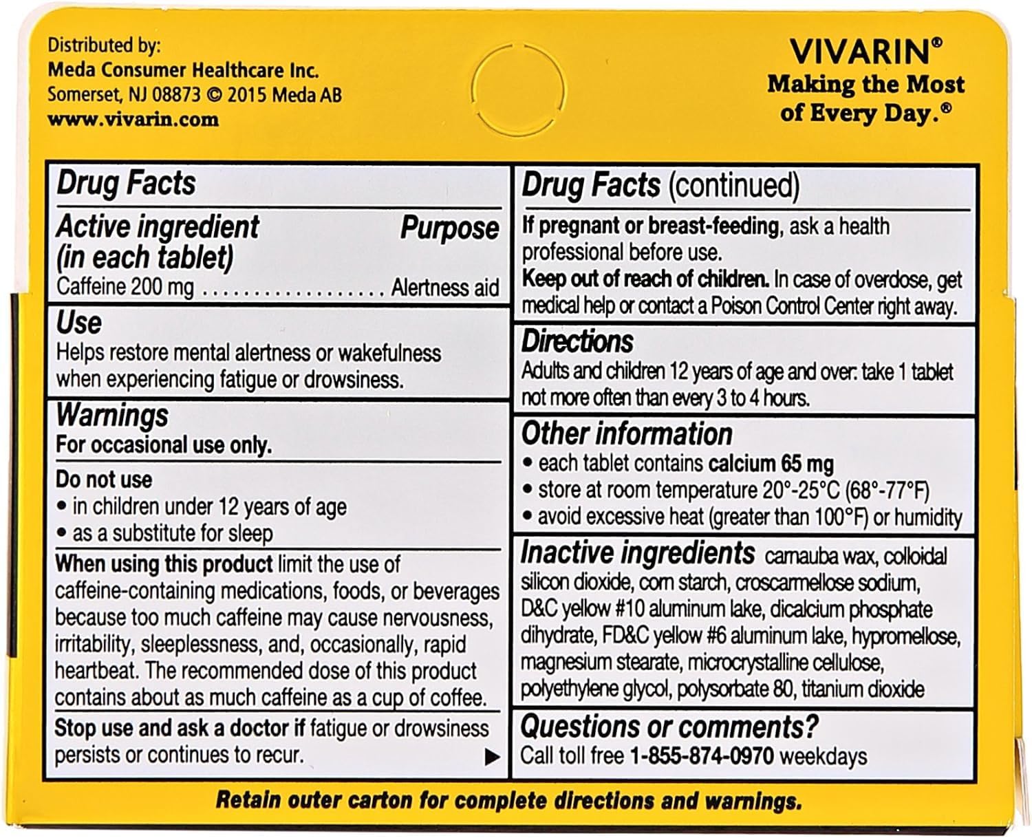 Vivarin Caffeine Alertness Aid Tablets - 240 Tablets Total