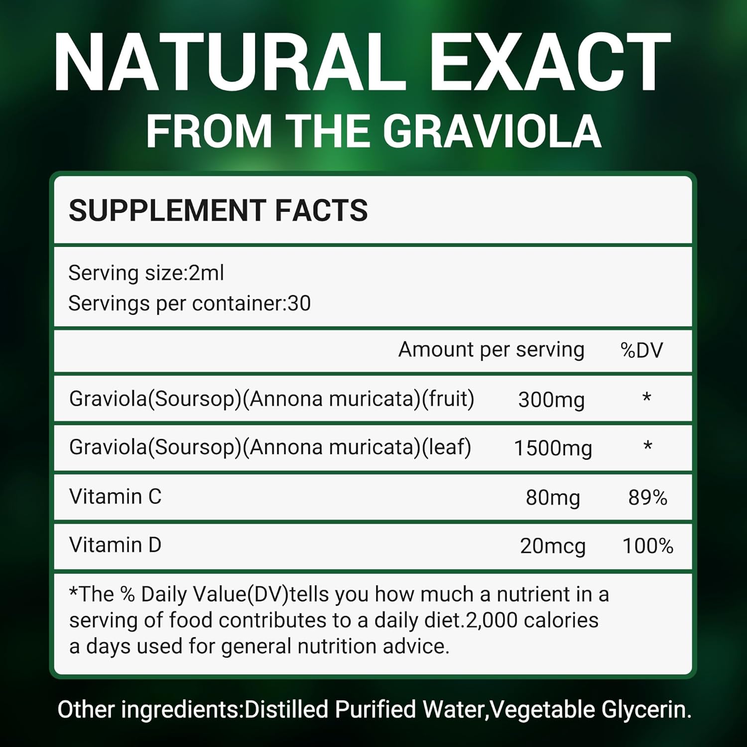 Vivcmin Graviola Soursop Leaf Extract Liquid - Immune Boost & Relaxation Support, Liver & Sleep Aid, Vegan Raspberry Bitters, 2oz