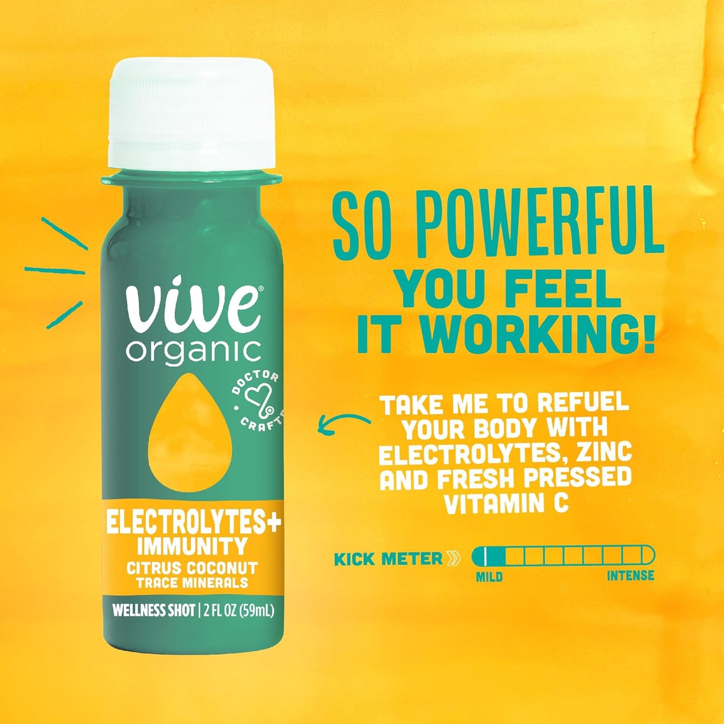 Vive Organic Blue Spirulina Electrolyte Shots with Immune Support, Coconut Water & Trace Minerals - Pack of 12, 2 Fl Oz Each - Gluten Free, Vegan Formula for Refueling and Rehydration