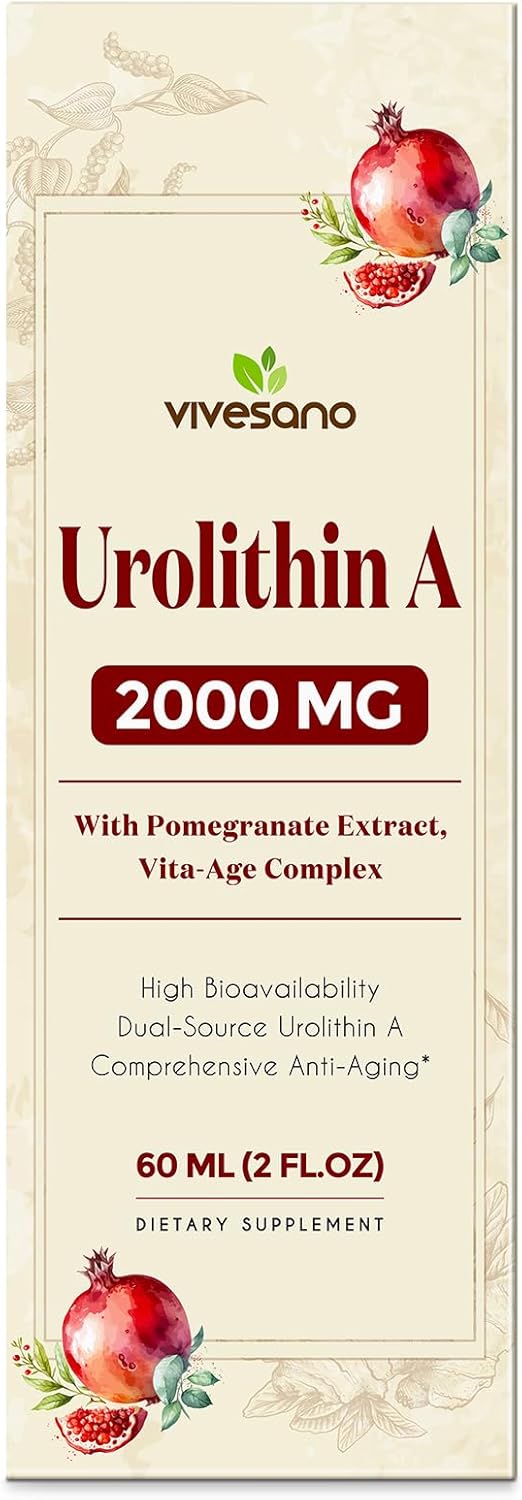 ViveSano Urolithin A Liquid Drops - 2000MG, 60ML (2 Fl Oz) - Natural Antioxidant Supplement