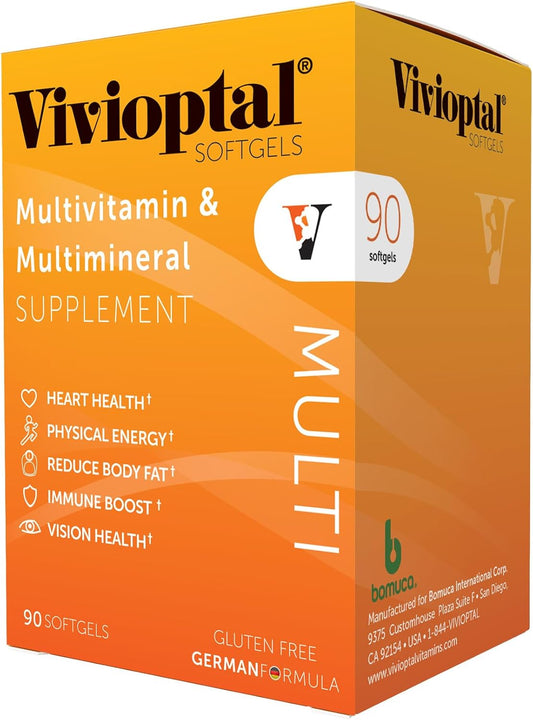 Vivioptal Multi Softgels - 90 Count Multivitamin & Multimineral, Gluten Free German Formula