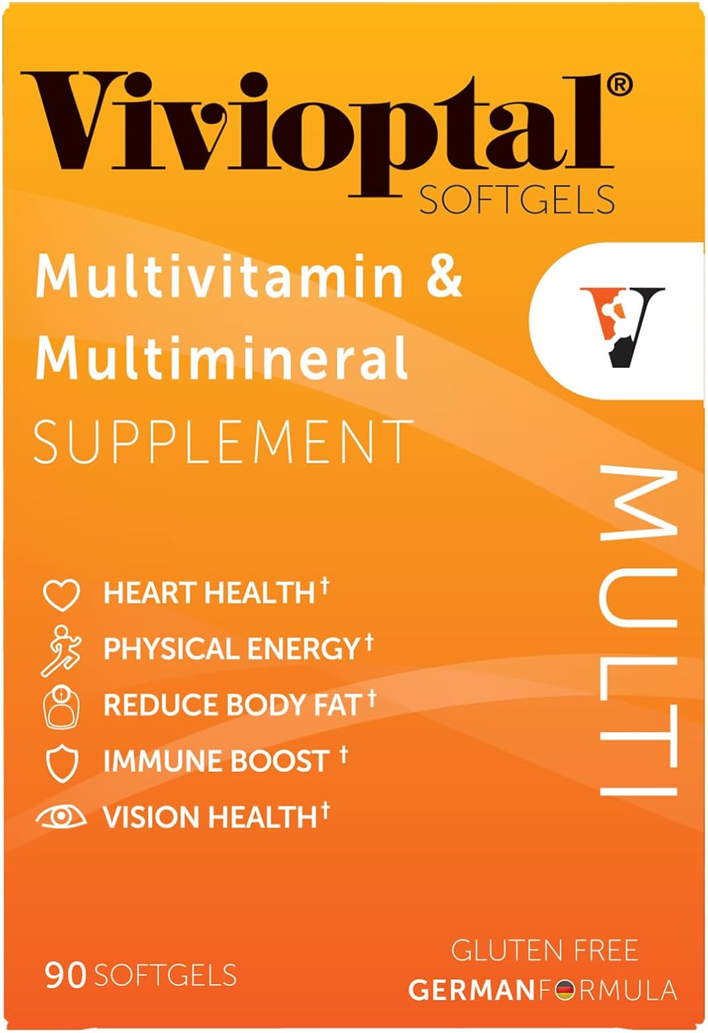 Vivioptal Multi Softgels - 90 Count Multivitamin & Multimineral, Gluten Free German Formula