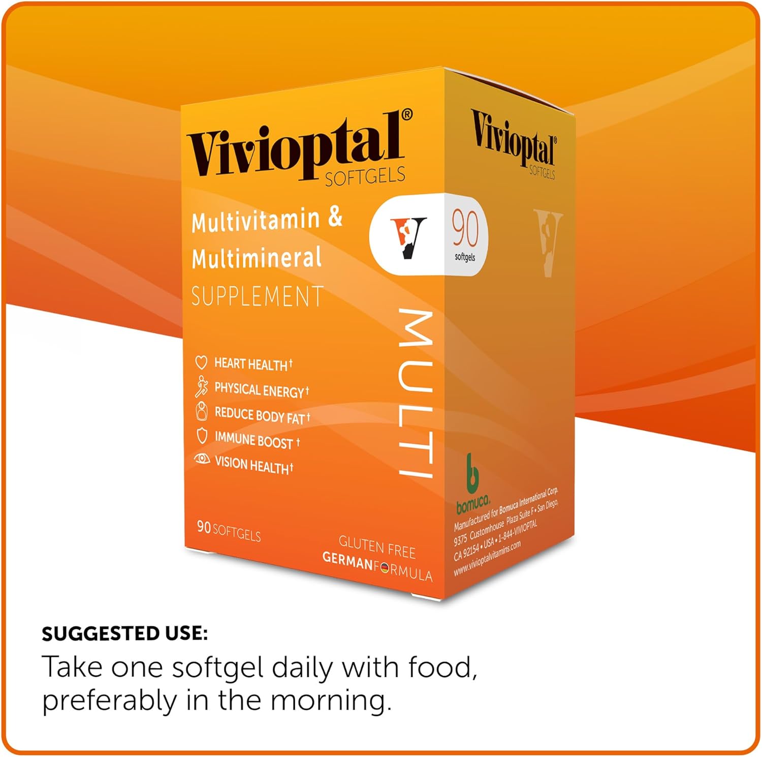 Vivioptal Multi Softgels - 90 Count Multivitamin & Multimineral, Gluten Free German Formula