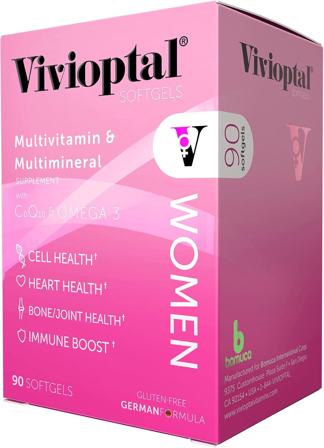 Vivioptal Women Multivitamin with CoQ10 & Omega-3 - 90 Capsules, Gluten Free German Formula