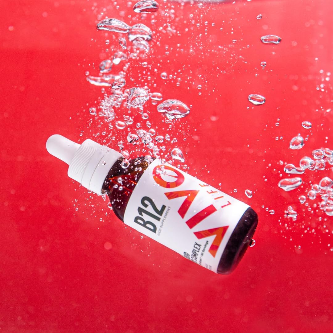 Vivo Life Liquid Vitamin B12 Complex Supplement, 60ml - High Potency Orange Flavor Drops, 60 Servings