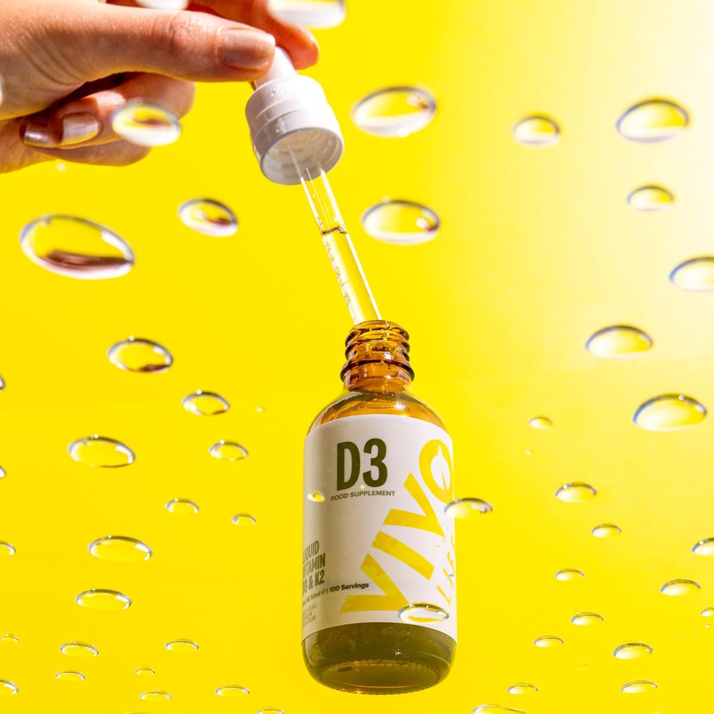 Vivo Life Vitamin D3 K2 Liquid Drops - 2000iu D3, Vegan Supplement, Men Women, 100 Servings