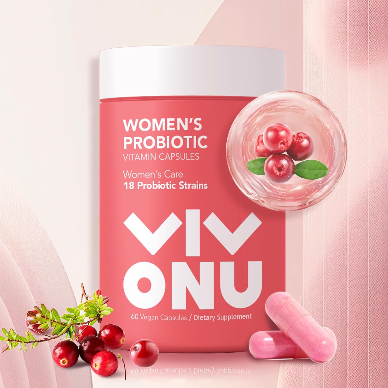 VivoNu Ashwagandha Vegan Capsules with KSM-66 Root Extract for Women - Probiotic Blend with 60 Billion CFUs