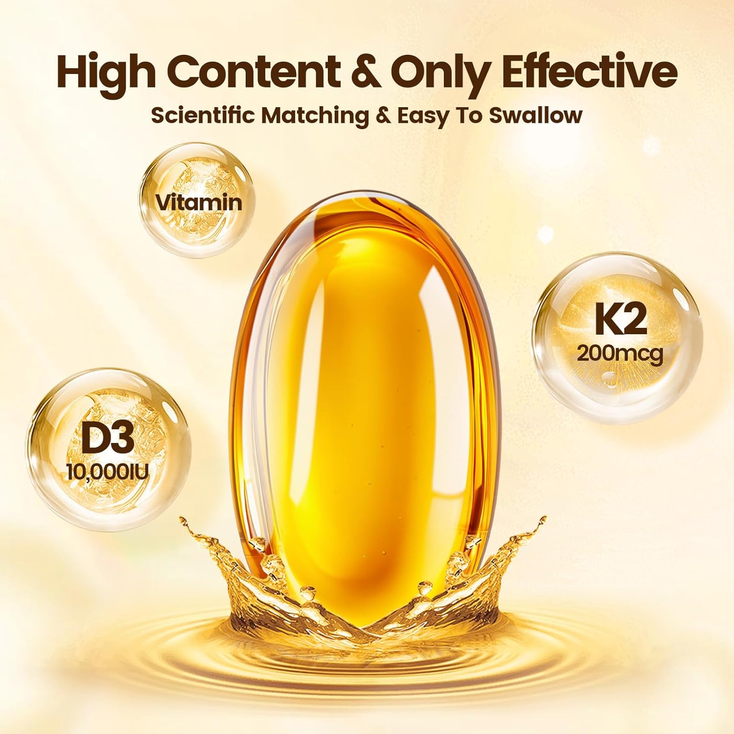 VivoNu Vitamin D3 10000 IU & K2 (MK-7) 200 mcg Softgels with Coconut Oil - 2-in-1 VIT D & K Complex for Bone, Immune, and Heart Health - 900 Softgels in 3 Bags