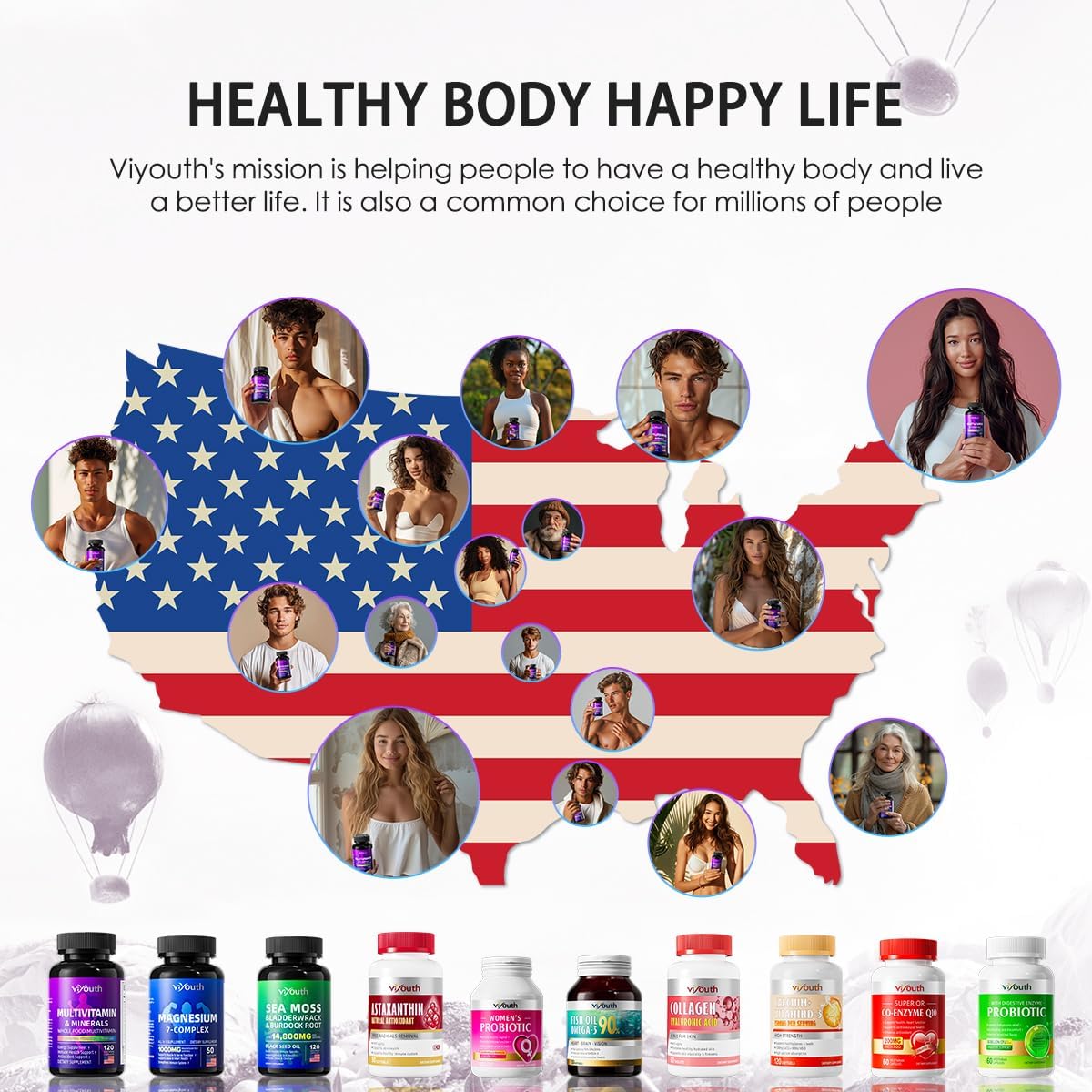 VIYOUTH Multivitamin Capsules with 13 Essential Vitamins, 9 Minerals, Ashwagandha, and Choline - Immunity Boost, Vitality, Skin Health - 120 Count