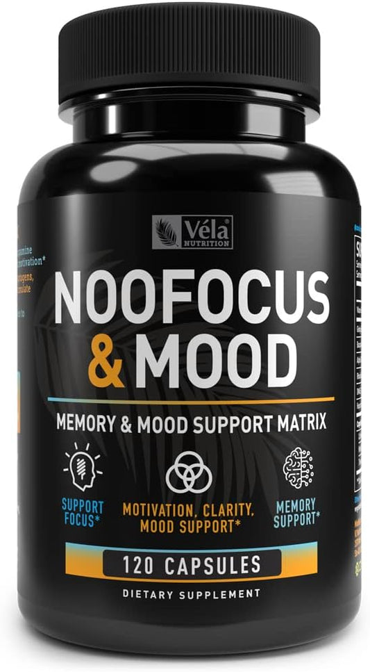 Véla Nootropic Supplement for Brain Health - Memory, Focus, Energy, and Mood Support with Rhodiola, Vitamin B12, and More - 120 CT