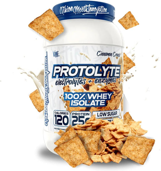 VMI Sports Protolyte Whey Protein Isolate with Electrolytes & Enzymes - Zero Sugar, Keto Friendly, Lactose Free - 21-25g Protein for Muscle Growth, Recovery, Hydration
