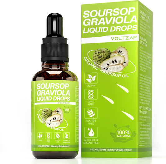 VOLTZAP Soursop Graviola Liquid Drops - Cell Regeneration Support with Sugar and Gluten-Free Formula - 2 Fl Oz