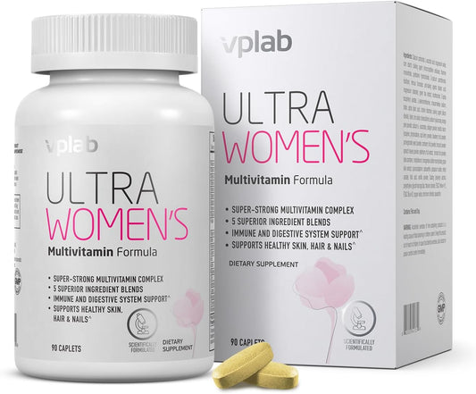 VPLab Ultra Women's Multivitamin: Hair, Skin, Nails Supplement with Biotin, Iron, Vitamin B, D, C, Zinc, Folate - 90 Caplets