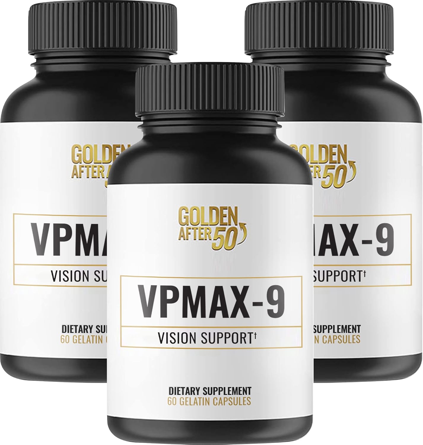VpMax-9 Eye Vitamins Supplement with Lutein, Lycopene, and Bilberry Extract - Pack of 3 Bottles for Sight Care and Antioxidant Support by Golden After 50