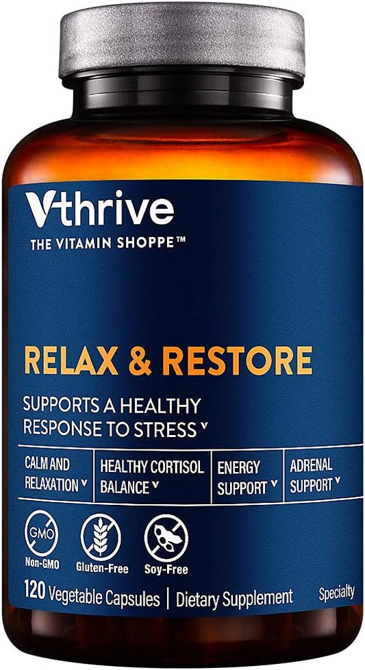 Vthrive Relax and Restore: Promotes Healthy Stress Response (120 Veg Caps)