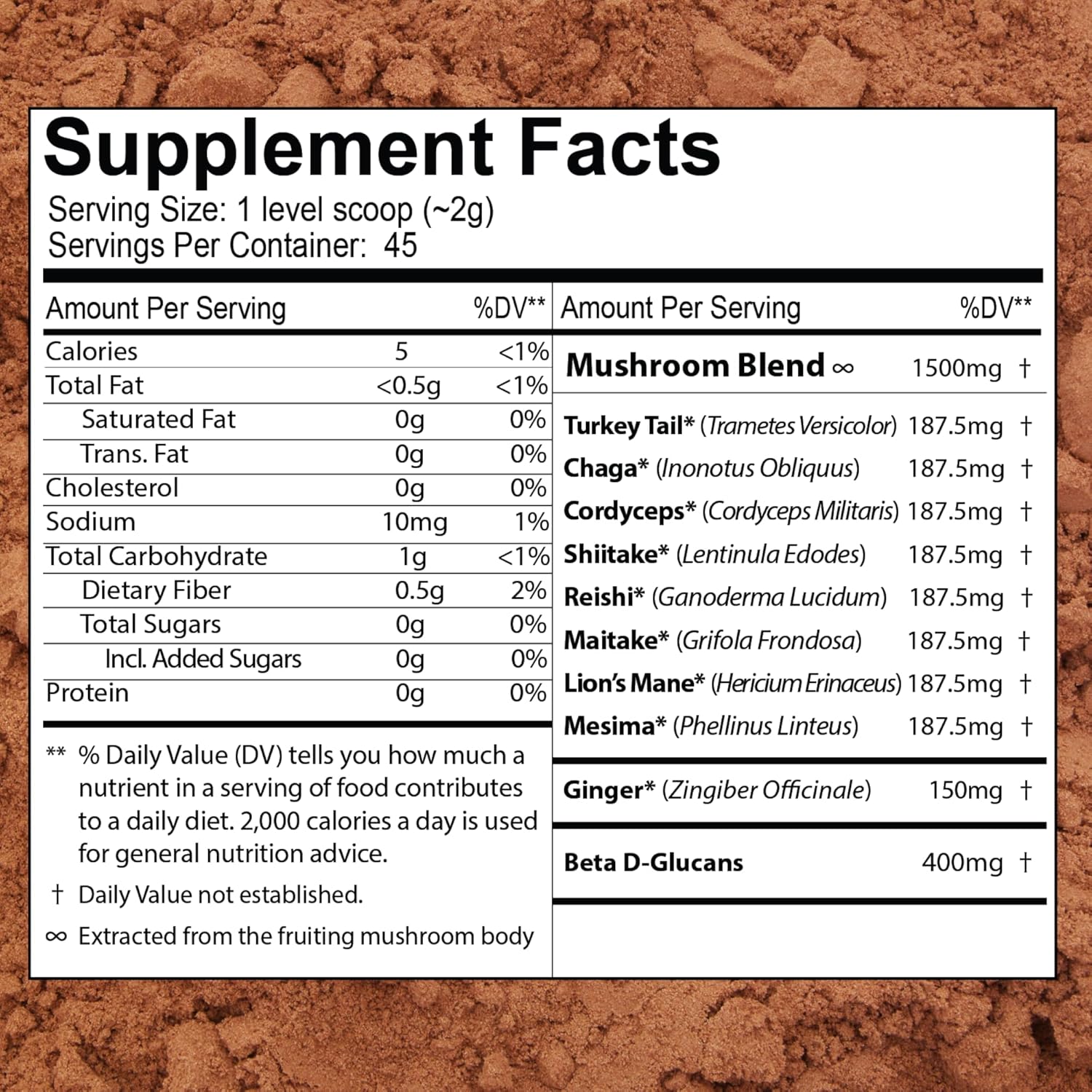 WAAYB Organic One Farm 8 Mushroom Immunity Powder: Non-GMO Vegan Supplement in Resealable Glass Jar