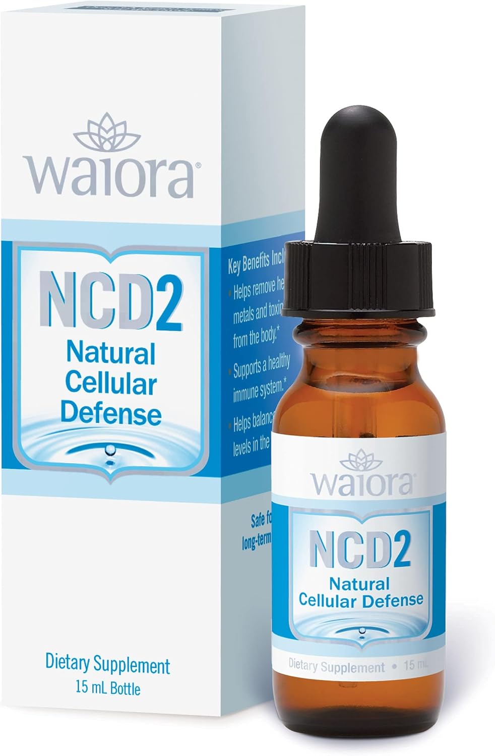Waiora NCD2 Zeolite Liquid Drops for Natural Body Cleanse & Immune Support - 1 Bottle (0.5 oz.) 90 servings, pH Balanced Natural Detox Drops