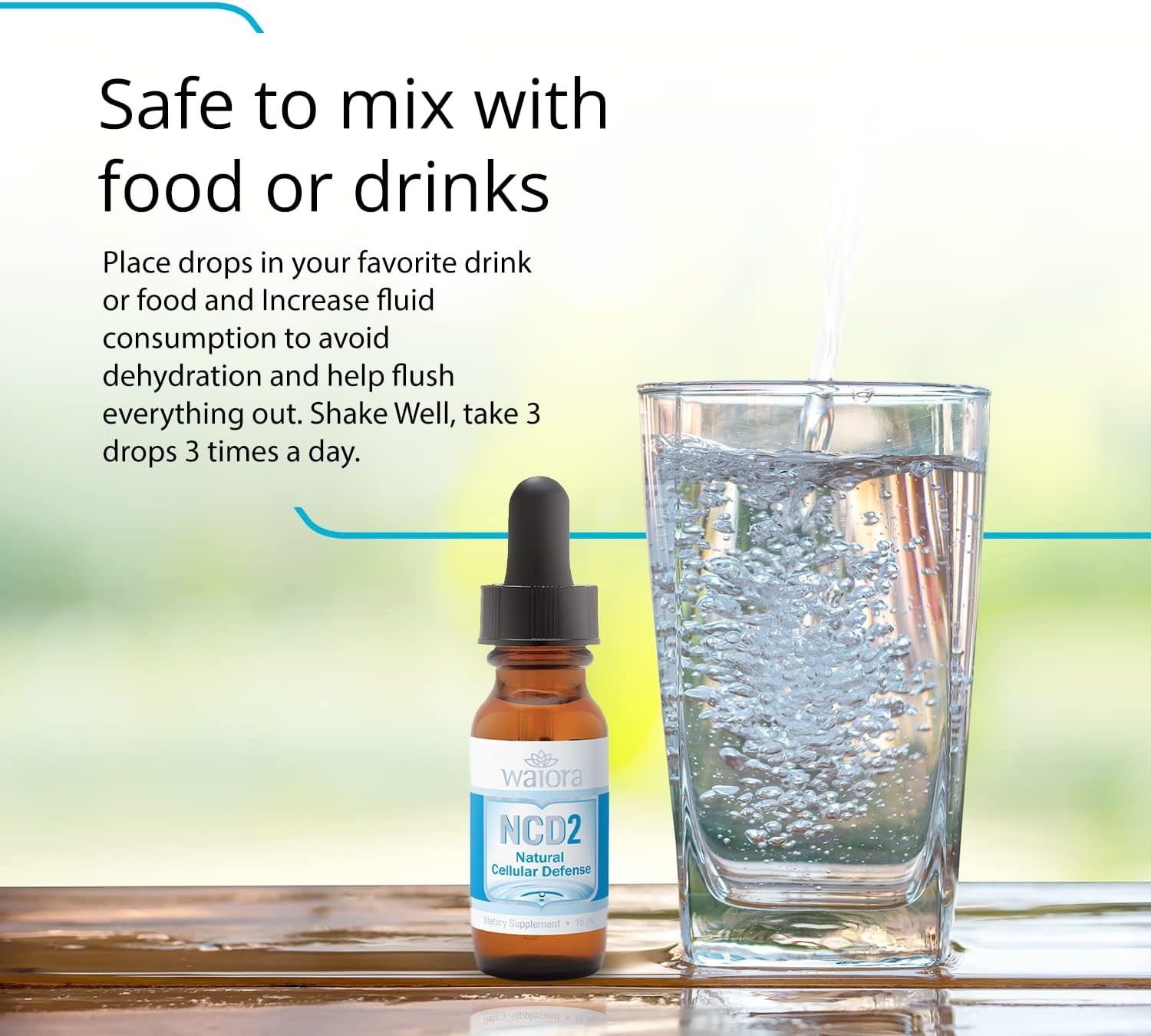 Waiora NCD2 Zeolite Liquid Drops for Natural Body Cleanse & Immune Support - 1 Bottle (0.5 oz.) 90 servings, pH Balanced Natural Detox Drops