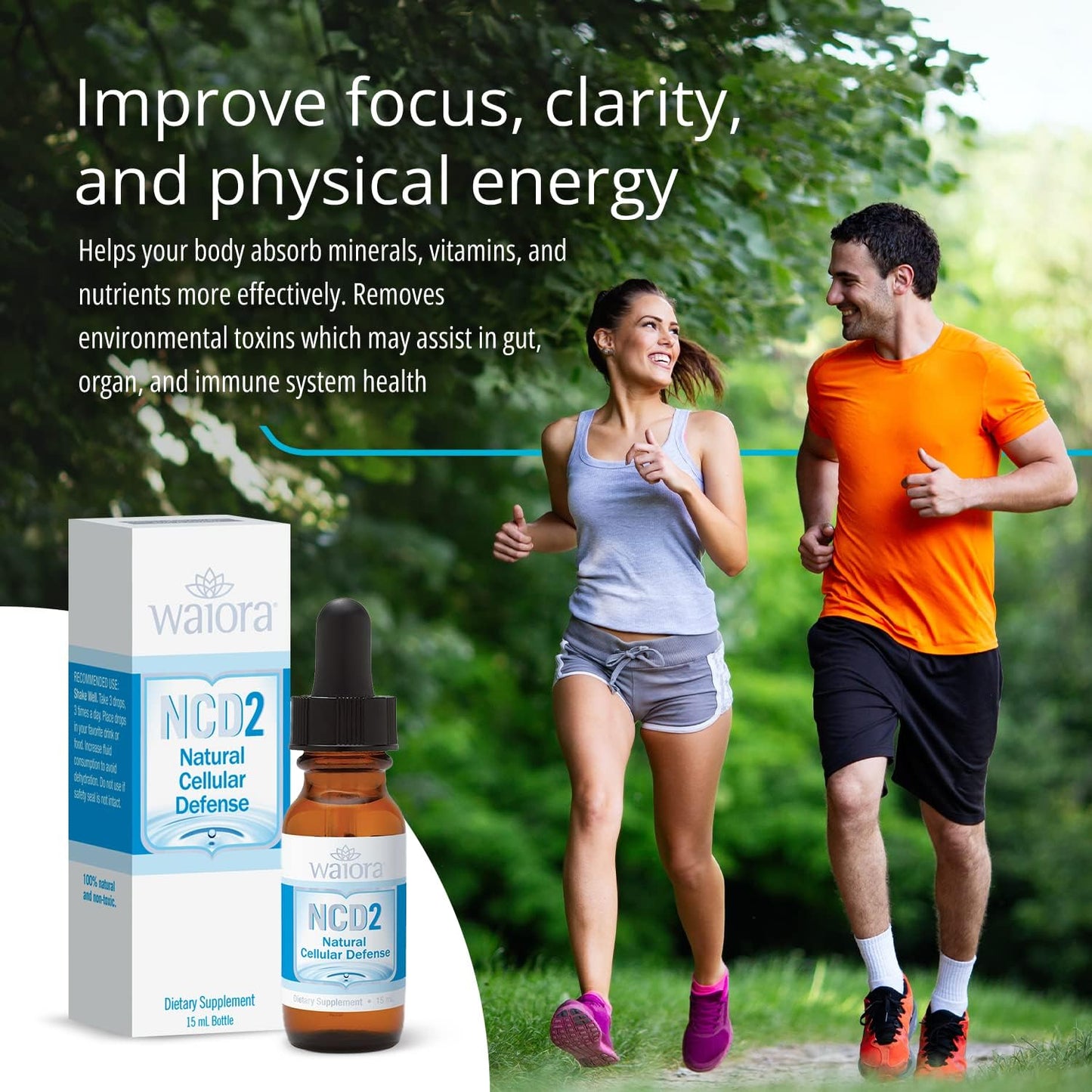 Waiora NCD2 Zeolite Liquid Drops for Natural Body Cleanse & Immune Support - 1 Bottle (0.5 oz.) 90 servings, pH Balanced Natural Detox Drops