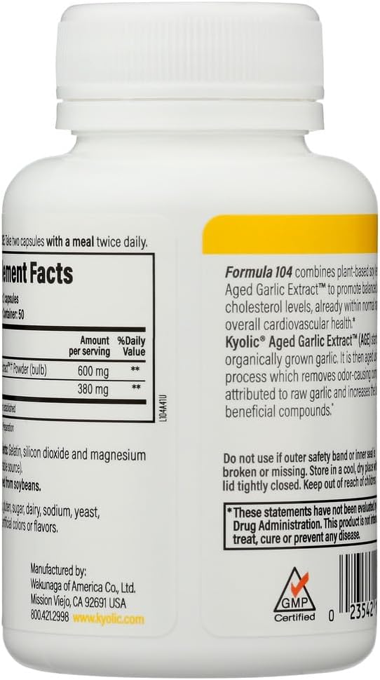 Wakunaga Kyolic A.G.E. Formula 104 with Lecithin - 100 Capsules